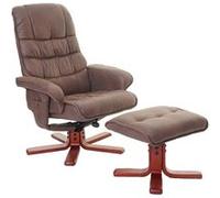 Mendler Fauteuil Relax HWC-E30 Imitation de Daim Marron