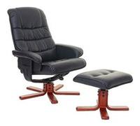 Mendler Fauteuil Relax HWC-E30 siège TV avec Tabouret Similicuir Noir