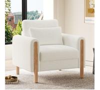 Fauteuil Relax Moderne avec Coussin épais,Fauteuil Individuel Confortable pour Salon Bureau Chambre à Coucher 87x83x88.5cm,Blanc