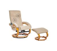 Fauteuil Relax Moderne Massant et Chauffant avec Repose-Pieds en Tissu Beige Her