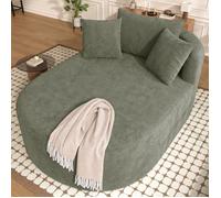 Fauteuil relax ovale 1 place 170x112 5x83 cm canapé lounge compact sans montage mousse à rebond velours côtelé vert