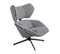 Fauteuil relax pivotant avec accoudoirs et revêtement en tissu blanc et noir - 85 x 95 x 98 cm - 5142 ANGEL CERDA