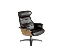 Fauteuil pivotant en cuir brun chocolat