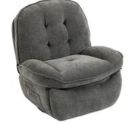 Fauteuil Relax Pivotant et Basculant Inclinable Manuel avec Repose-pieds et Poches Chenille Gris Clair 95 × 94 × 104 cm