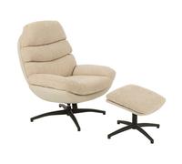 Fauteuil relax pivotant et repose pied Beige 78x90x102 cm