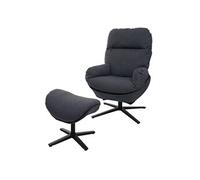 Fauteuil relax + pouf HWC-L12 Fauteuil à bascule métal tissu/textile gris foncé