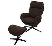 Fauteuil relax + pouf HWC-L12, Fauteuil TV Fauteuil à bascule Fonction bascule, pivotant, métal tissu/textile marron