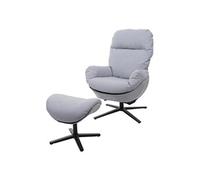 Fauteuil relax + pouf MENDLER HWC-L12 métal tissu/textile gris clair Gris clair G