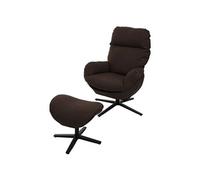 Mendler Fauteuil relax avec pouf HWC-L12, pivotant, à bascule, métal, tissu marron