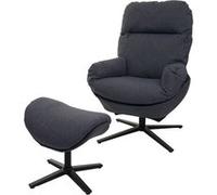 Fauteuil relax + pouf HWC-L12 Fauteuil à bascule métal tissu/textile gris foncé