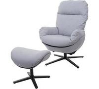 Fauteuil relax + pouf MENDLER HWC-L12 métal tissu/textile gris clair Gris clair G