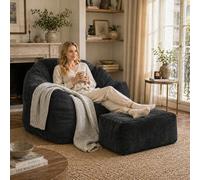 Fauteuil relax surdimensionné en forme de coquillage avec repose-pieds assorti, revêtement en tissu ultra doux, rembourrage en mousse à mémoire de forme de qualité supérieure, housse amovible et lavab
