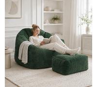 Fauteuil relax surdimensionné en forme de coquillage avec repose-pieds assorti, revêtement en tissu ultra doux, rembourrage en mousse à mémoire de forme de qualité supérieure, housse amovible et lavab