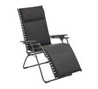 Fauteuil Relax Transat Jardin - Chaise Longue Matelassé Zéro Gravité - Bayanne - Hedona - Gris Onyx - Lafuma Mobilier