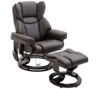 Fauteuil relaxant HOMCOM avec repose-pieds, fauteuil TV électrique avec fonction de couchage, fauteuil de massage pivotant avec télécommande, poche latérale, pour salon, simili cuir, marron