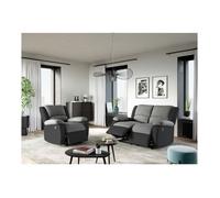 Fauteuil Relaxation 1 place Microfibre et Simili LEO - Gris et Noir - L88 x 93 x 96cm - LOUNGITUDE