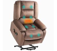 Fauteuil releveur électrique - HOMCOM - dossier inclinable - avec repose-pied, télécommandes et poche latérale - polyester - marron