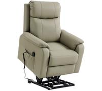 Fauteuil releveur électrique - HOMCOM - double moteur, dossier inclinable, roulettes - revêtement synthétique - 87x96x105cm - crème