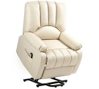 Fauteuil releveur électrique HOMCOM Fauteuil Relax inclinable en microfibre avec Repose-Pied et télécommande 86 x 92 x 102 cm Beige