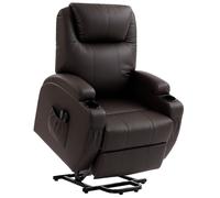Fauteuil releveur électrique - HOMCOM - repose-pied, dossier inclinable, port USB et porte-gobelets - PU - 83x95x107cm - marron