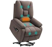 Fauteuil releveur électrique inclinable - HOMCOM - repose-pied et télécommande - tissu polyester aspect lin - marron