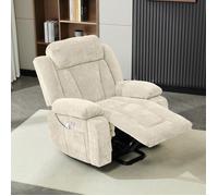 Fauteuil releveur électrique massant 1 place relax avec chauffage lombaire USB tissu beige 95 x 94 x 107 cm Grjofek