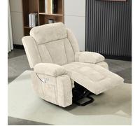 Fauteuil releveur électrique massant avec chauffage lombaire, USB, poches latérales, tissu beige - UVRION