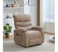 Fauteuil releveur électrique relax massant chauffant en chenille taupe avec dossier et repose-pieds réglables