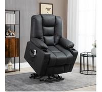 Fauteuil releveur electrique relax noir en simili cuir avec inclinaison 150° USB telecommande et roulettes