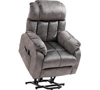 Fauteuil releveur - Fauteuil relax électrique - inclinaison 135° - télécommande - repose-pieds - 2 poches latérales - velours - 83×91×100 cm - Gris