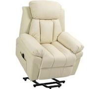 Fauteuil releveur inclinable avec repose-pied ajustable - fauteuil de relaxation électrique - revêtement synthétique crème Crème G