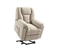 Fauteuil releveur massant chauffant dossier inclinable repose-pied relevable port USB intégré tissu beige