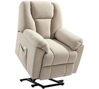Fauteuil releveur massant chauffant dossier inclinable repose-pied relevable port USB intégré tissu beige Beige G