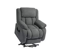 Fauteuil releveur massant chauffant grand confort - inclinable, repose-pieds rétractable - tissu toucher flanelle gris