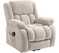 HOMCOM Fauteuil releveur électrique Chauffage et Massage par Vibration Fauteuil Relax électrique en Velours Dossier inclinable Assise Large Ports USB télécommande Repose-Pied Poche latérale Beige
