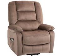 Fauteuil releveur massant chauffant inclinable repose-pied intégré effet velours marron Marron G