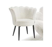 Fauteuil rembourrage épais revêtement fourrure synthétique crème/noir
