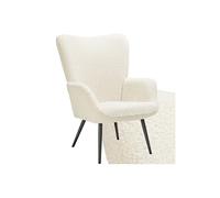 Fauteuil rembourré Bouclé crème/noir