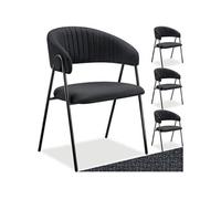 tectake® Lot de 4 Chaises de Salle à Manger rembourrées Modernes Fauteuil Salon Chaise Scandinave Pieds en Acier Élégant avec Accoudoirs Chaise pour Coiffeuse, Chambre, Dressing, Salon