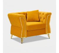Fauteuil rembourré en velours avec coussin Emy