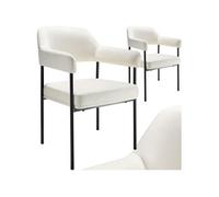 Fauteuil rembourré Lot de 2 Tissu blanc cassé/noir