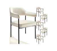 Fauteuil rembourré Lot de 6 Aspect velours blanc cassé