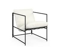 IDMARKET Fauteuil rembourré ULYSSE structure métal et coussin blanc