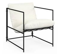 IDMarket Fauteuil rembourré ULYSSE structure métal avec coussin blanc