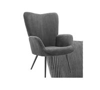 Chaise - TECTAKE - Fauteuil HYGGE rembourré en acier et polyester à l'aspect velours côtelé, 72 x 76 x 100,5 cm - Anthracite/Noir