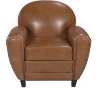 Fauteuil - RENDEZ VOUS DECO - Club camel - Cuir - Marron - Relaxation