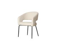 Fauteuil repas Léna tissu beige pieds métal noir Takasit