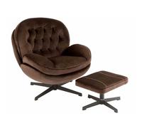 Fauteuil & Repose-Pieds Relax 88cm Marron Foncé