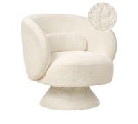 Fauteuil Rétro en Bouclé Pivotant Meubles de Salon Bureau Chambre Blanc Cassé Li