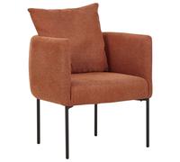 Fauteuil Rétro en Lin Synthétique avec Coussin Pieds en Fer Noirs Marron Doré Ma